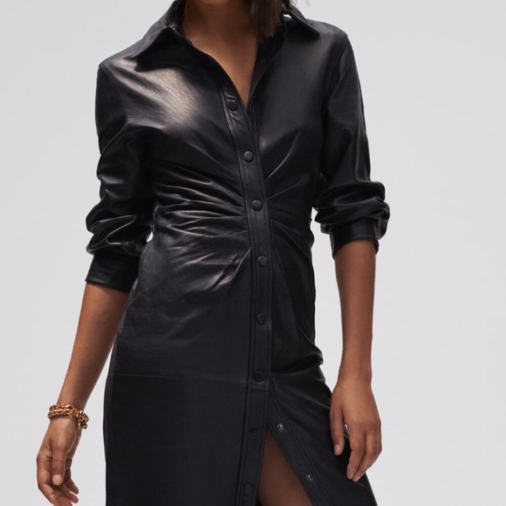 NEW ZARA Midi Faux Leather Dress